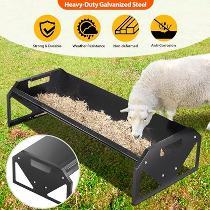 Pasture Feeder 44.2" Long, Livestock Feeder for Farms | with Deeper Feeding Pan, Heavy-Duty Livestock Feeding Troug