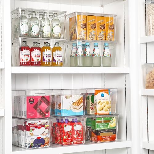 Vtopmart 6 Pack Clear Stackable Storage Bins with Lids,XLarge Plastic Containers with Handle for Pantry Organizer and Storage,Perfect for Kitchen,Fridge,Cabinet, Closet,Bathroom Organization - size: XL(13"L x 7.4"W x 7"H)