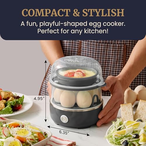 Elite Gourmet EGC1215B Easy Egg Cooker, Stainless-steel Heating Plate, Two-Tiered, 14-Egg Capacity, Soft, Medium, Hard-Boiled, Auto Shut-Off, Omelets, Poached Eggs, Measuring Cup, Piercing Pin, Black - color: Black, size: 14-Egg