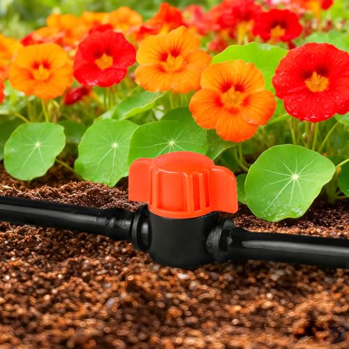 30 Pack 1/4" Drip Irrigation Shut Off Valves, Drip Line Shut Off Switch Valve for 1/4 Inch Drip Irrigation Tubing Water Flow Control In-Line Valve for Garden Drip Systems - size: 1/4 Inch Valve-30P