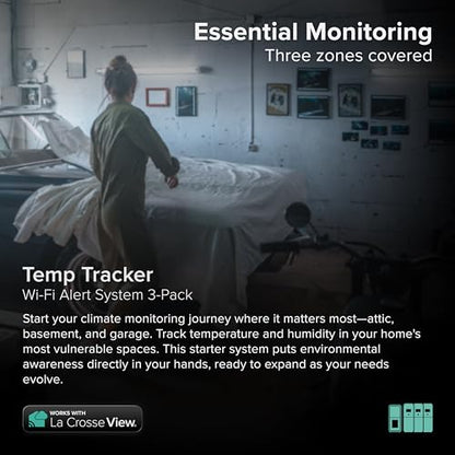 Temp Tracker Wi-Fi Alert System 3 Pack with The Bridge Gateway and 3 Indoor Outdoor Temperature and Humidity Sensors - size: Large