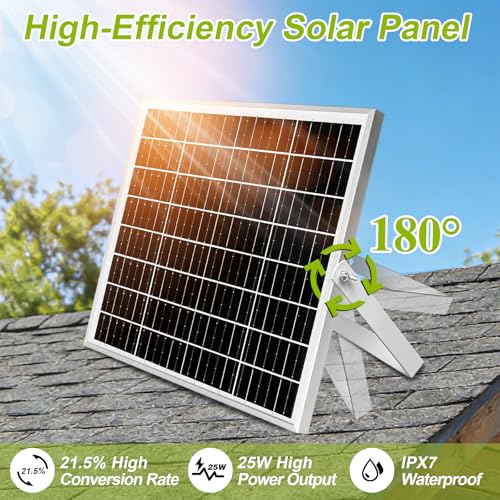 7.1" Solar Powered Exhaust Fan, 16.5 ft Cord + 25W Solar Panel Greenhouse Ventilation Fan, 3800RPM IPX7 Waterproof Solar Vent Fan for Chicken Coop, Shed, Dog House, Outdoor Intake & Exhaust