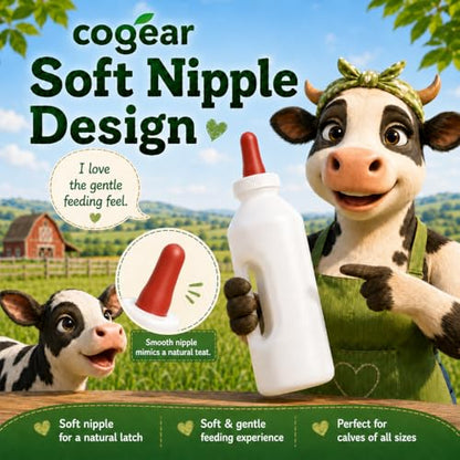 Screw Nipple Calf Feeding Device, Calf Feeding Bottle with Rubber Nipple & Cap, Handle Milk Pot Calfs Feeding Supplies (2L-Base) - color: 2L-Base
