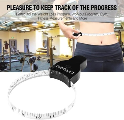 Automatic Telescopic Tape Measure, Body Measure Tape 60 inch (150cm), Self-Tightening Retractable Measuring Tape for Body Accurate Way to Track Weight Loss Muscle Gain by One Hand, 4 Piece - color: Black+Black
