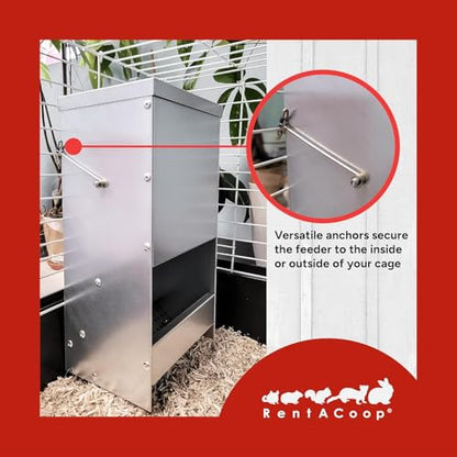 RAC Paws by RentACoop 5 lb. Metal Rabbit Feeder, Gravity Food Dispenser with Magnetized Lid, Indoor and Outdoor Feeder for Rabbits, Guinea Pigs, Ferrets & Small Animals