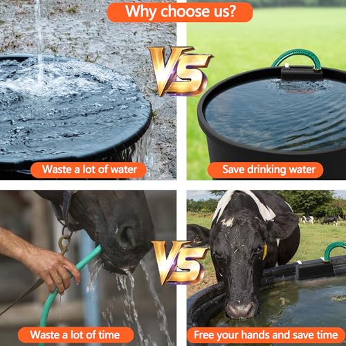 Water Trough Float Valve for Stock Tank, Automatic Control Waterer Level for Livestock Horse Chicken Animal Fish Pool with Hose Metal Connector & Ptfe tape （1 pack）