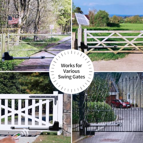 TOPENS AT6131S Solar Single Swing Gate Opener Medium Duty Automatic Gate Motor for Single Swing Gates Up to 18ft, Electric Driveway Gate Operator AC Powered with Solar Panel Remote Control Kit - size: 660lbs