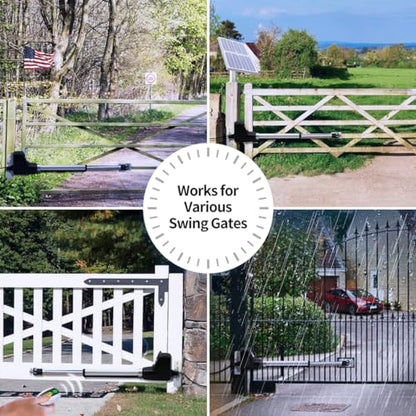 TOPENS AT6131S Solar Single Swing Gate Opener Medium Duty Automatic Gate Motor for Single Swing Gates Up to 18ft, Electric Driveway Gate Operator AC Powered with Solar Panel Remote Control Kit - size: 660lbs