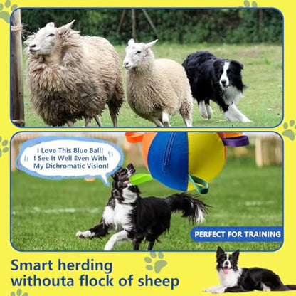 Herding Ball for Dogs, 18"/45cm | Durable Tear Resistant, Inflatable, Heavy Duty Handle Cover & Pump, Jumbo Size for Active Herding Breeds