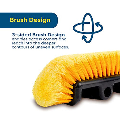 SCRUBIT 12" Car Wash Brush with Soft Bristles for Car, Truck, Boat Deck & House Cleaning, Exterior Washing Brush Connects with Pole & Hose, Storage Bag Included (Yellow) - color: Yellow