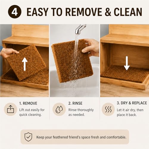 Coconut Palm Nest Box Pads for Chicken Nesting Boxes, Washable and Trimmable Nesting Liners for Chicken Coop, Bird Nest, and Reptile Habitat (8.3 x 8.3 inch) - color: 8.3 x 8.3 inch