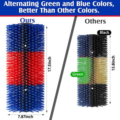 3 Pack Livestock Scratching Brush Itch Relief Horse Scratching Post Self-grooming Goat Scratcher with Durable Screws for Horse Pony Goat Sheep Pig Donkey (Blue and Red) - color: Blue and Red