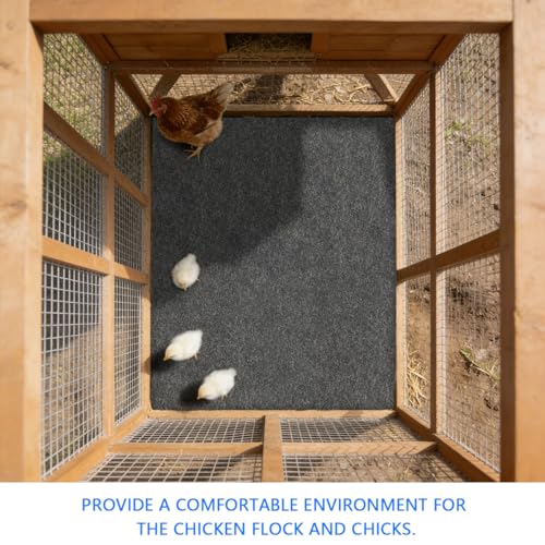 Chicken Coop Mat，Under Chicken House Mat——Absorbent Mat，Backing Prevents Liquid and Chicken Manure Penetration,Soft Material, Non-Slip Backing，Washable,Keeps Chicken House Floors Clean (8 FT x 8 FT) - size: 8 FT x 8 FT