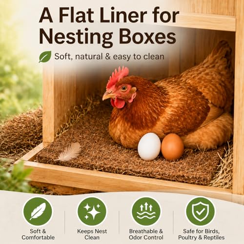 Coconut Palm Nest Box Pads for Chicken Nesting Boxes, Washable and Trimmable Nesting Liners for Chicken Coop, Bird Nest, and Reptile Habitat (9.8 x 9.8 inche) - color: 9.8 x 9.8 inche