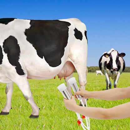 10L Electric Pulsation Milking Machine, Portable Vacuum Pump Milker with Adjustable Pressure Milk Bucket & Tube Cleaning Brushes, Farm Milking Equipment for Cows Goats (10L) - size: 10L