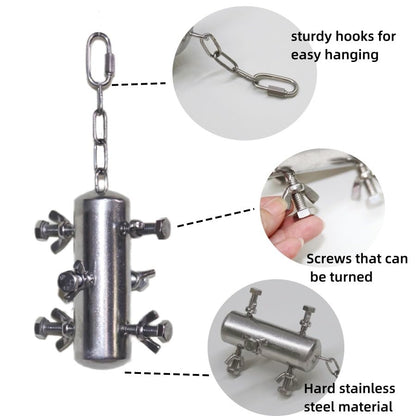 Stainless Steel Parrot Toys, Hanging Chew Bird Toys for Parrots, Bell Macaw Toys, Puzzle Interactive Foraging Bird Toys, Large Bird Toys Toys for Macaws, African Grey, Amazon Parrots