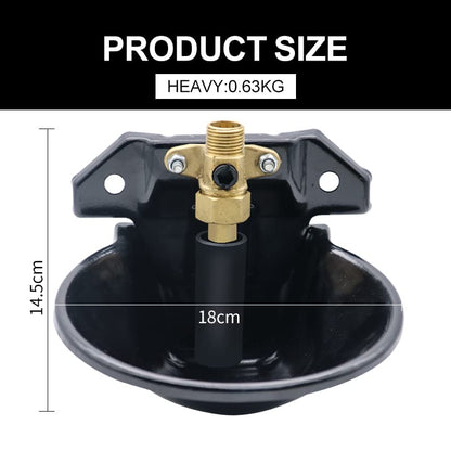 Automatic Goat Sheep Waterer Bowl with Copper Touch Valve | Thickened Steel, No Spill Livestock Water Trough for Goat,Sheep,Pig , Farm Water Drinking Equipment - color: BLACK