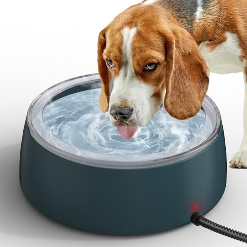 Newget 3L Heated Water Bowl, Outdoor Large Heated Dog Bowls, Outside Waterproof Heated Pet Bowl with Chew Resistant Cord, Smart Thermal Dish Provides Drinkable Water in Winter for Cat, Rabbit, Chicken - color: Dark Blue