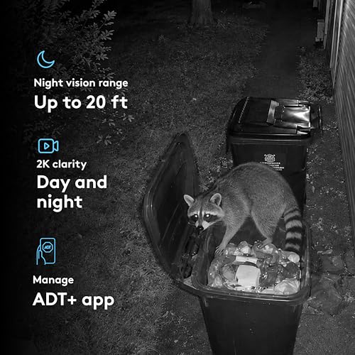 ADT Blu Outdoor Camera, 2K Video, Rechargeable Battery, Spotlight, Night Vision, Weather Resistant, Smart Detection - Compatible with ADT Blu Systems, Subscription Required