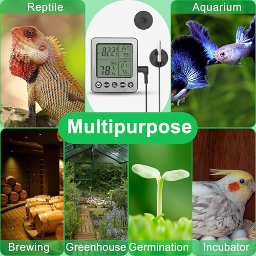 Digital Dual Channel Thermometer Hygrometer, Detachable Temp-Only Probe, 24H & All-Time Min Max Memory Fridge Reptile Tank Wine Cellar Greenhouse Garage Bedroom zz20 White 1 Pack - color: White, size: h1