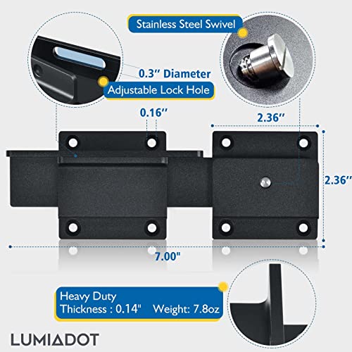 Flip Gate Latch Lock with Padlock Hole 2Pack, 3.5mm Heavy Duty Aluminum Alloy Adjustable Door Latch for Sliding Swing Open Gate, Outdoor, Wooden Fence, Barn, Shed, Garage, Yard - size: 2 Pack