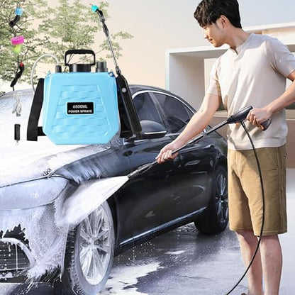 Electric Sprayer | Watering Can Rechargeable | Electric Pump Sprayer with Adjustable Shoulder Strap,for Farm Lawn Yard Backyard Agriculture Plant Outdoor Home - color: 6.5L sky blue