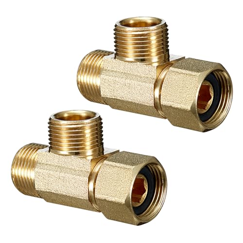 Add-A-Tee(2 Pcs), Lead-Free Angle Stop Valve 3/8" Comp Inlet x 3/8" Comp Outlet, Brass Extender Tee Connector with Built-in Sealing Gasket for Faucet, Glass Rinser, Dishwasher, Toilet Tank - size: 3/8 Comp-3/8 Comp-3/8 Comp Tee(2Pcs)