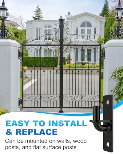 Gate Hinges Wall Mount 2 Pack Farm & Chain Link Gate Hinges with 5/8'' Pin, Heavy Duty Outdoor Metal Gate Hardware for Fence Posts (2 Pack, Black) - size: 2 Pack