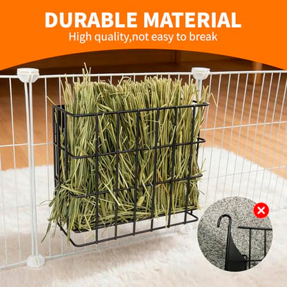 BESNEW Large Rabbit Hay Feeder,Upgraded Metal Guinea Pig Hay Feeder Hay-Leak Proof Bottom,Easy to Install,Bunny Supplies for Rabbit Guinea Pig Chinchilla Small Animals - color: Black, size: 10in feeder