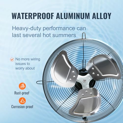 VEVOR Shutter Exhaust Fan, 16'' with Various Speeds, AC-motor, 2000 CFM, Wall Mount Attic Fan, Ventilation and Cooling for Greenhouses, Garages, Sheds, FCC - size: 16 Inch