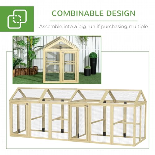 PawHut Chicken Run, Wooden Large Chicken Coop, Combinable Design with Perches & Doors for Outdoor, Backyard, Farm, 4.6' x 2.8', Nature Wood - color: Natural Wood