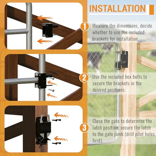 2 Way Farm Gate Latch Heavy Duty Lockable Gate Latch，Two-Way Livestock Self-Locking Fence Gate Latch for Farms, Metal Gates, Ranches, Stables, Horse Corrals, 2 Pack