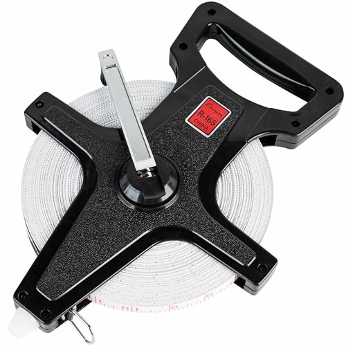 Champion Sports Open Reel Measuring Tapes – Durable Hand Crank with Metal Spike, Dual-Sided Feet & Meters, Perfect for Track & Field and Long Jump, 165 Feet/50 Meters - size: 0.3 m