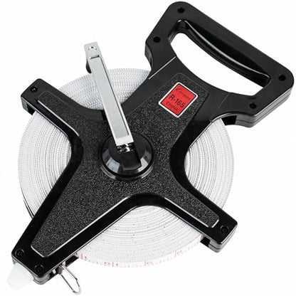 Champion Sports Open Reel Measuring Tapes – Durable Hand Crank with Metal Spike, Dual-Sided Feet & Meters, Perfect for Track & Field and Long Jump, 165 Feet/50 Meters - size: 0.3 m