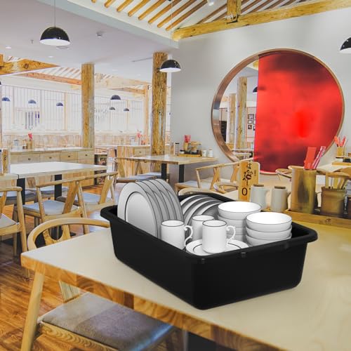 23 L Large Commercial Bus Bin, 4 Pack Plastic Restaurant Dish Tub, Black - size: 23 L