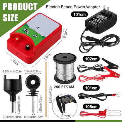 MorningRo 8 Mile Electric Fence 12000V 1.5Joule Electric Fence Charger Kit with Copper Ground Rod Insulator Socket Tool Aluminum Wire for Containing Dog Livestock