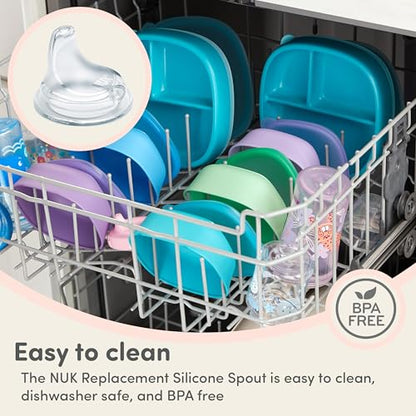 NUK Replacement Silicone Spout for Select NUK Cups, Spill-Proof, Soft Spout, Dishwasher-Safe, BPA-Free, Clear, Pack of 1