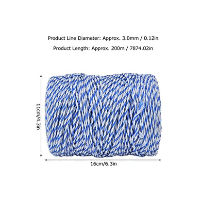 200 Meters Electric Fence Polywire, 0.12in Diameter Portable Electric Fence Rope Line for Farm Livestock Breeding