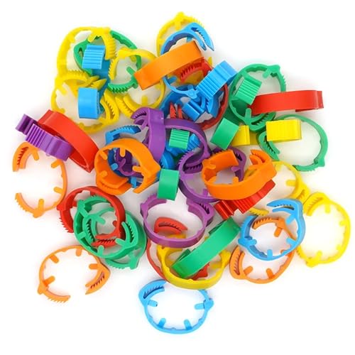 25/50Pcs 20~24mm Chicken Foot Rings Adjustable Poultry Leg Snap Ratchet No Number Buckle Clip Chick Duck Goose Pigeon Raising for Easy Flock Management(Mixed Colors,50pcs) - color: Mixed colors, size: 50pcs