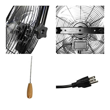 Maxx Air Wall Mount Fan | 18" Commercial Grade Fan for, Garages, Shop, Barns and Patios for Indoor Use | Easy Operation and Powerful 1,450 CFM | Residential Wall Mount - size: 18" Residential Wall Mount