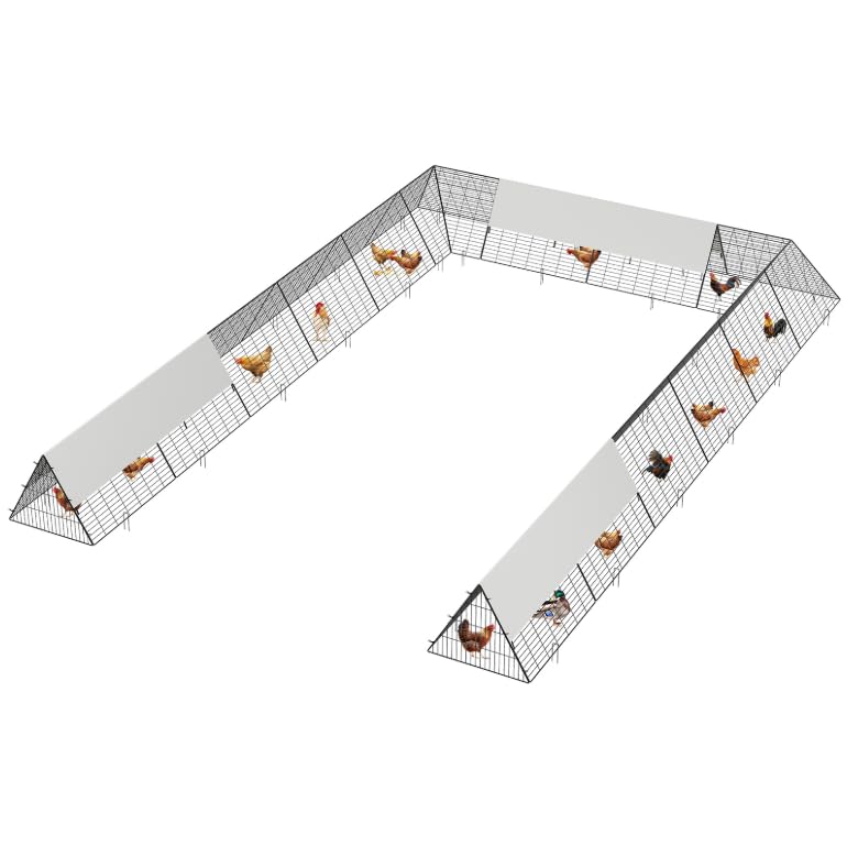 Metal Chicken Tunnel with Cover & Corner Frames, Portable Chicken Run with Weather-Resistant Cover, Outdoor Yard Chicken Run Tunnel for Hens, Ducks, Rabbits - size: 41.0"L x 30.0"W x 2.8"H