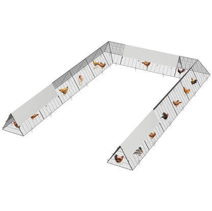 Metal Chicken Tunnel with Cover & Corner Frames, Portable Chicken Run with Weather-Resistant Cover, Outdoor Yard Chicken Run Tunnel for Hens, Ducks, Rabbits - size: 41.0"L x 30.0"W x 2.8"H