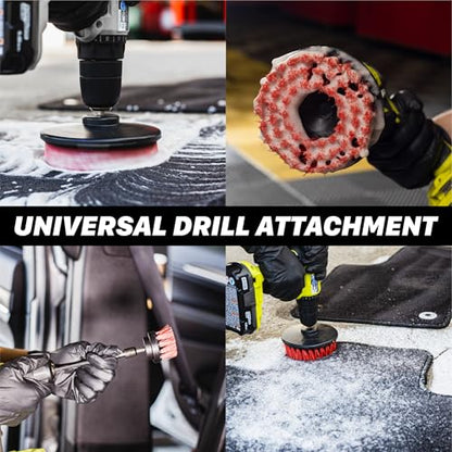 Maxshine 4” Universal M8 Medium-Duty Drill Brush – Upholstery & Carpet Scrubber Attachment for Car Detailing, Fabric, Seats, Floor Mats & Home Cleaning – Removes Stains, Grime, Spots & Buildup - size: 4"