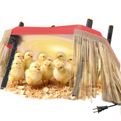 Chick Brooder Plate Coop Heat Plate for Baby Chicks 16"×16" with Adjustable Height & Angle and Auto Temperature Control, Heater with Skirt to Mimic the Comfort of a Mother Hen, Red - size: 16.0"L x 16.0"W x 8.9"H