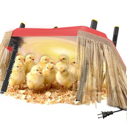 Chick Brooder Plate Coop Heat Plate for Baby Chicks 16"×16" with Adjustable Height & Angle and Auto Temperature Control, Heater with Skirt to Mimic the Comfort of a Mother Hen, Red - size: 16.0"L x 16.0"W x 8.9"H
