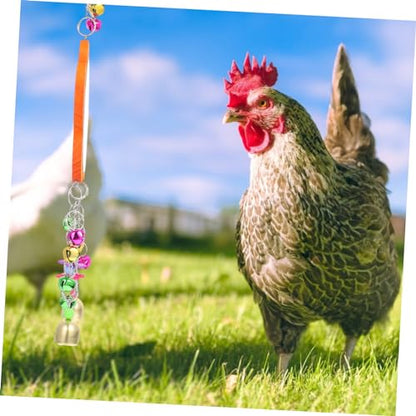 Happyyami Hens Mirror Toy with Bells Durable Bird Hanging Mirror for Parrots and Chickens Easy to Install Made from for Pet Play and Enrichment Activities
