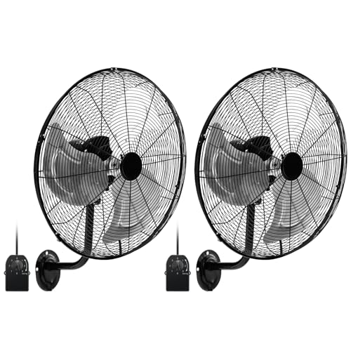 Tangkula 20 Inch Wall Mount Fan with Aluminum Blades, Industrial 3-Speed Oscillating Metal Wall Fan, Heavy Duty for Shop, Commercial, Garage, Warehouse, Workshops & Factory - style: 2-Pack