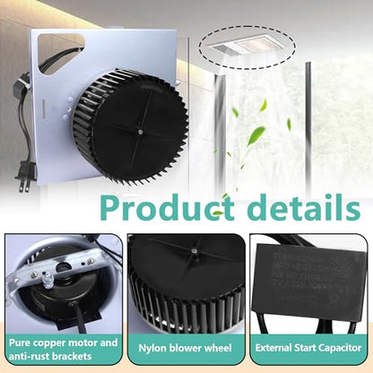 Upgrade S97015162 Motor Assembly | 8" x 8-1/4" Housing | Compatible with Broan NuTone 678-G、2678F-A、 683-C、683L-A、 HD80L、 770RLTK 、DX50L Series Bathroom Exhaust Fan