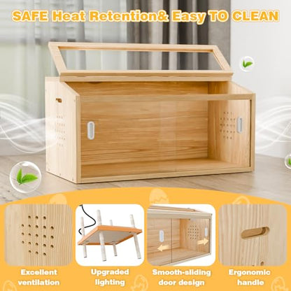 Brooder Box for Chicks Wooden Chick Brooder with Heat Lamp Large Brooder Plate for Baby Chicks, Ducks, Quails Birds