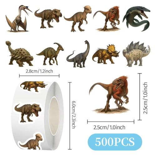 1000 Pcs Dinosaur Stickers for Boys Girls Mens.2 Roll 1 Inch Cute Dino Animal Stickers Bulk Sticker Packs for Water Bottles Phone Laptop - color: Dinosaur Stickers